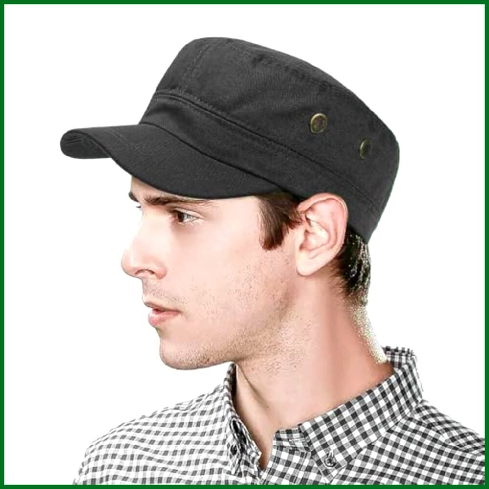 Polyester Flat Top Baseball Cap Adjustable Milita… - image 2